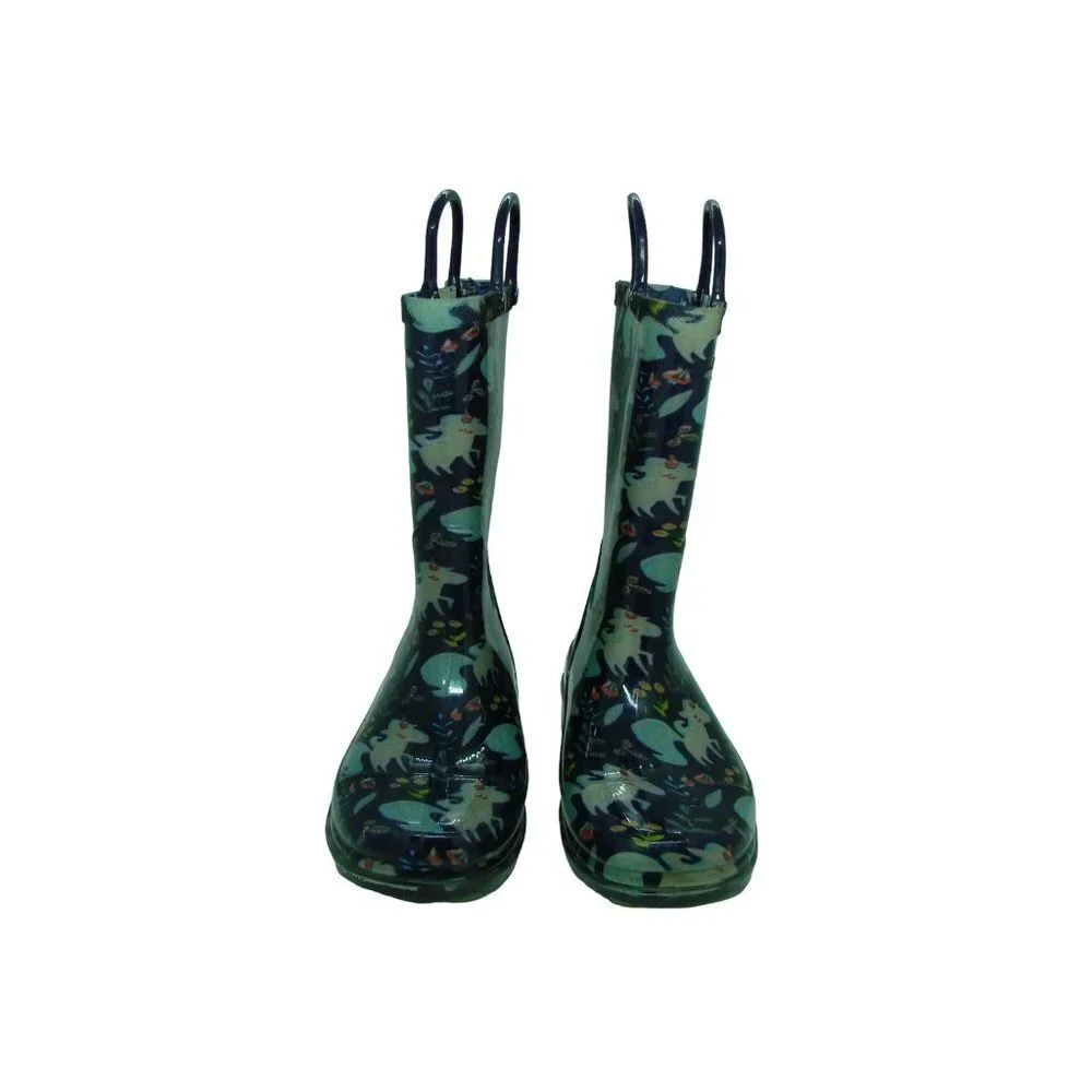 Western Chief Girls Youth Multicolor Unicorn Print Pull On Rain Boots Size 13/1